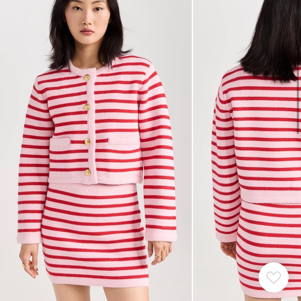 English Factory Pink + Red Cardigan